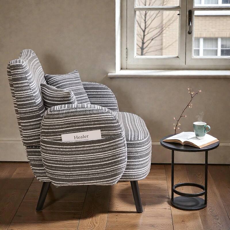 Modern Boucle 2-Seater Sofa with Storage Pockets, Deep-Seated Small Couch with Armrest Pillows for Apartments