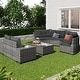 preview thumbnail 1 of 25, 8-pieces Outdoor Wicker Round Sofa Set, Half-Moon Sectional Sets All Weather