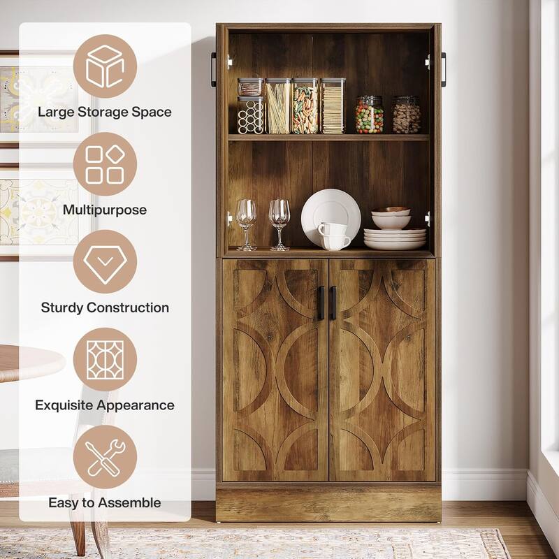 71.4 Inches Tall Kitchen Pantry Cabinet with Doors and Adjustable Shelves