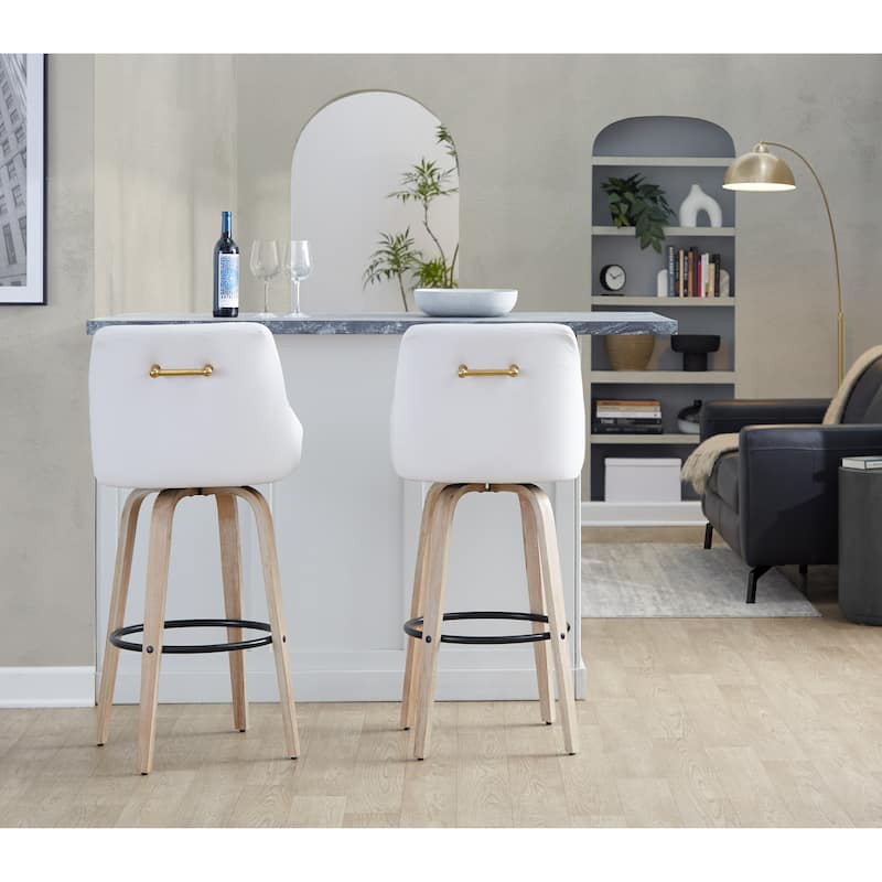 The Gray Barn Hadley 30" Fixed-Height Bar Stool with Bent Wood Legs & Round Footrest (Set of 2)