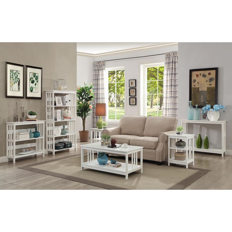 End Table with Spacious Surface and Multiple Shelves, Functional Storage Accent Table for Books, Décor, and Daily Living Use