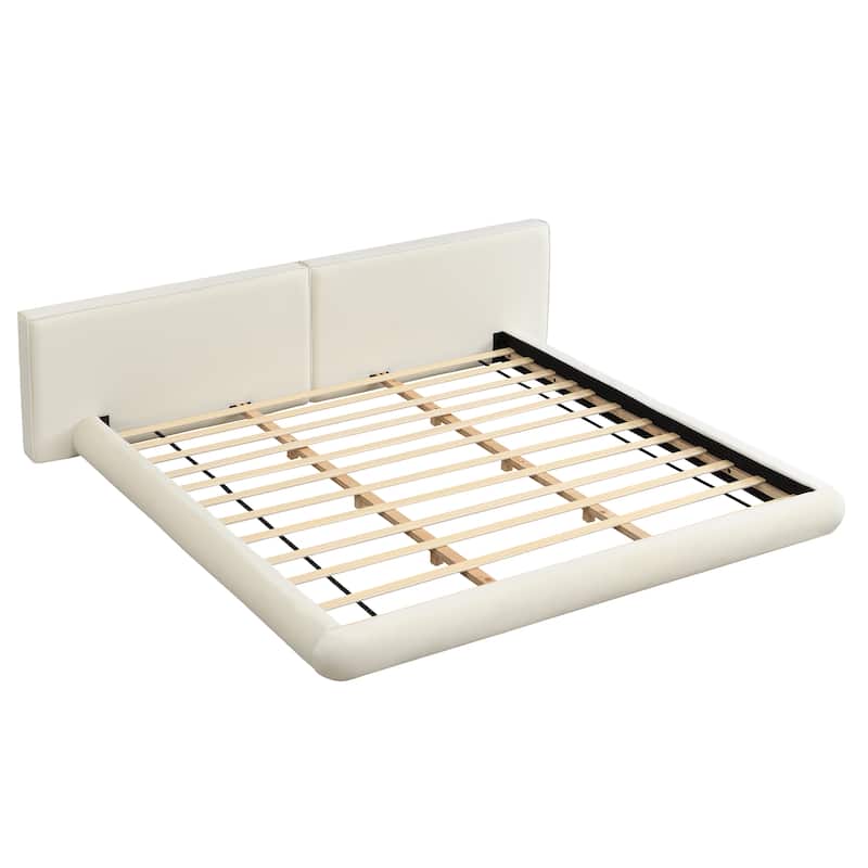 Christopher Knight Home - Lunara Modern Upholstered Floor-Hugging Platform Bed with Rounded Edges