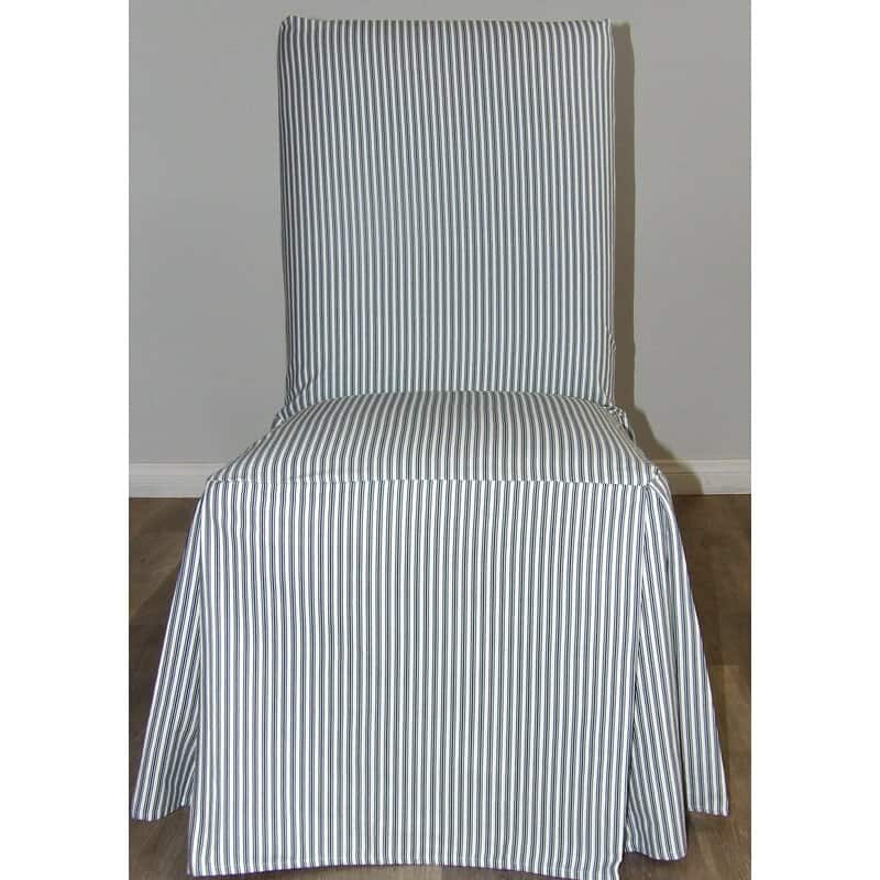 Ticking Stripe long dining chair slipcover N/A On Sale Bed Bath