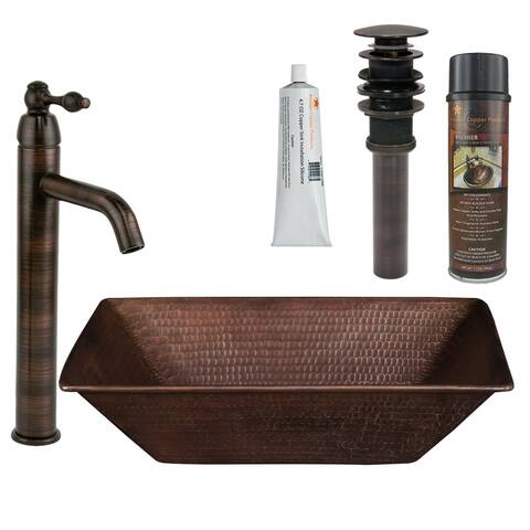 Premier Copper Products 17-1/4" Rectangular Copper Vessel Bathroom - Oil Rubbed Bronze