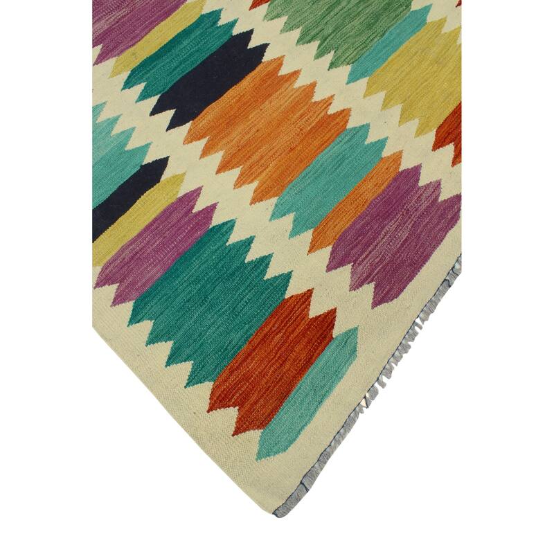 Modern Flatweave Milford Ivory/Red Rug - 5'10" x 7'11"