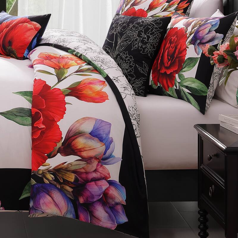 Bebejan Petal Portrait 100% Cotton Sateen 5 Piece Reversible Comforter Set