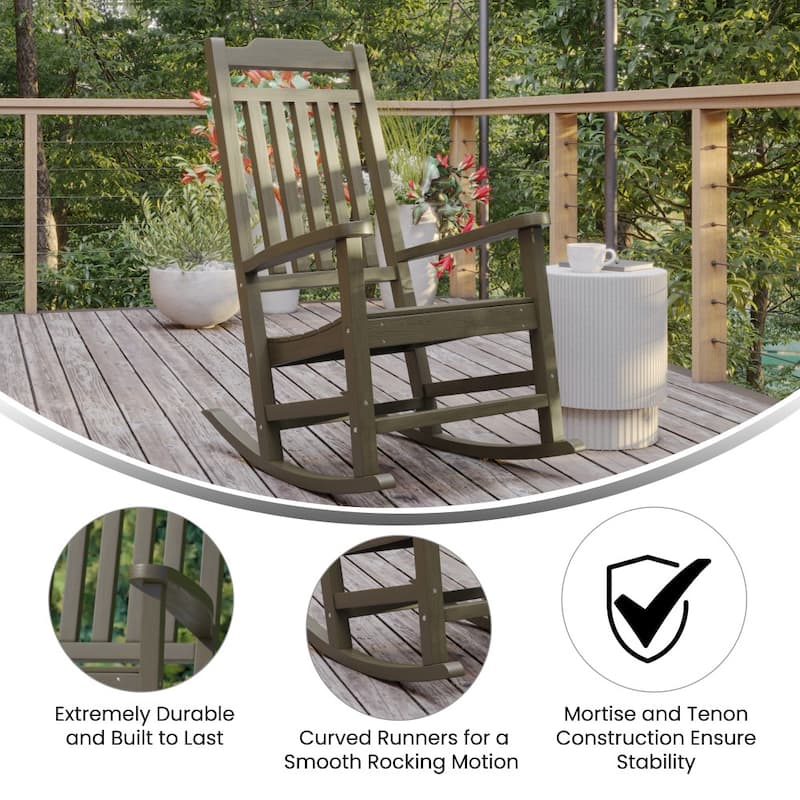 All-Weather Rocking Chair in Faux Wood - Patio and Backyard Furniture