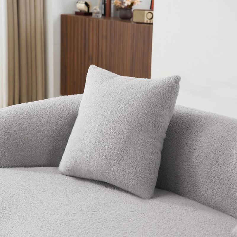 Curved Loveseat Sofa with Round Armrests - Compression Couch with 2 Pillows