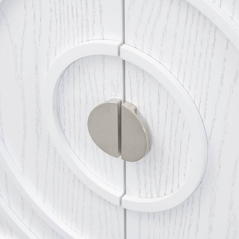 Retro Sideboard with Circular Groove Design Metal Handle