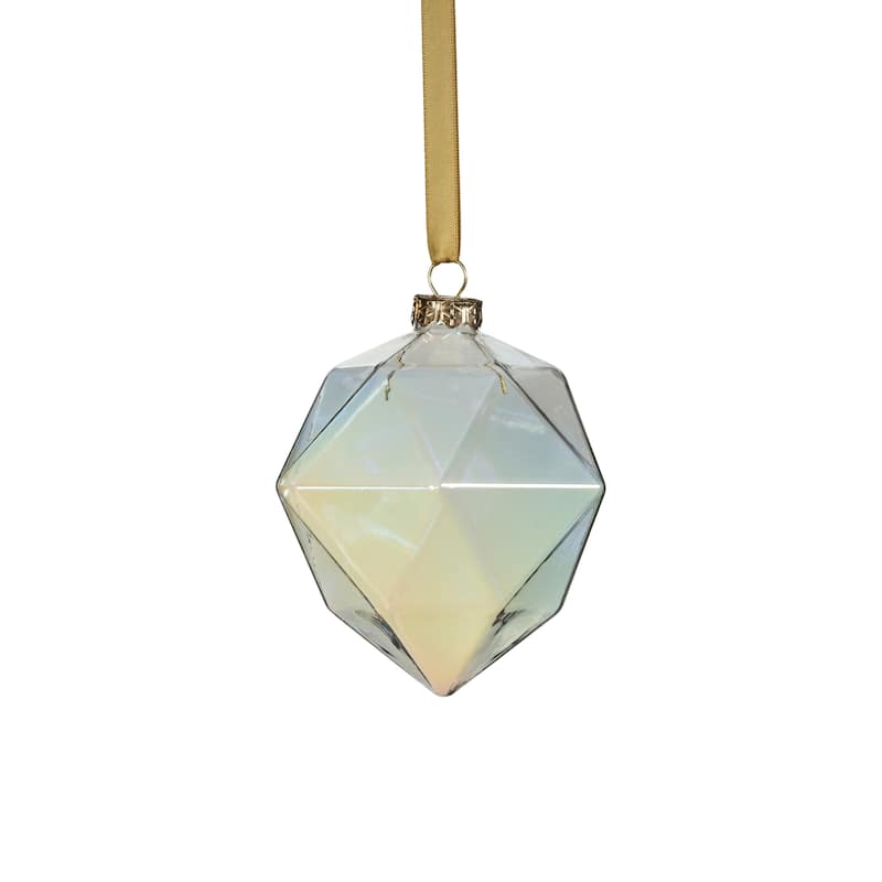 6-Piece Set Clear Luster Faceted Glass Hanging Ornaments, Octagon