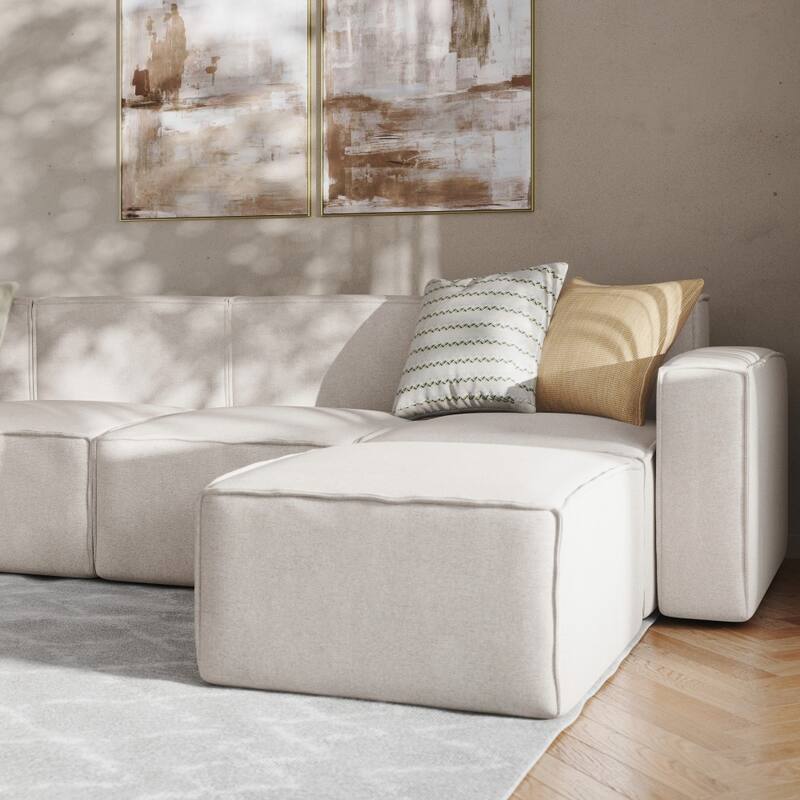 Contemporary 6 Piece Modular Sectional Sofa with 2 Ottomans