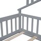 preview thumbnail 15 of 28, Twin House-Shaped Bedside Floor Bed with Guardrails, Slats, with Door