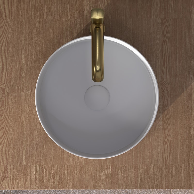 Rbrohant Round Vessel Bathroom Sink, Ceramics Sinks for Bathrooms-15.15''x15.15''x5.12''
