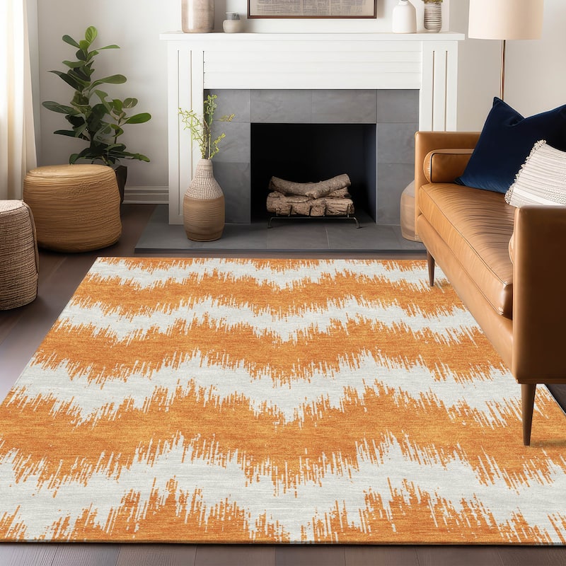 Machine Washable Indoor/ Outdoor Chantille Chevron Modern Rug