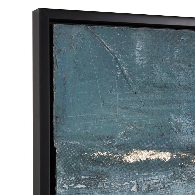 Dark Blue Polystone Silver Embellishments Abstract Framed Wall Art with Black Frame