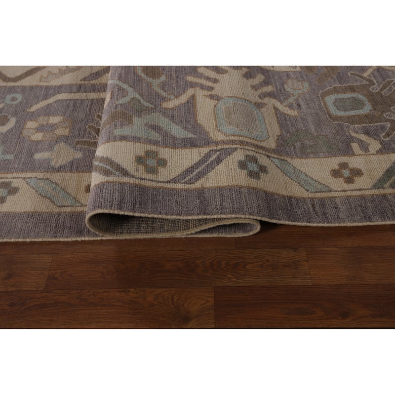 All-Over Gray Oushak Turkish Large Rug Hand-Knotted Wool Carpet - 10'3"x 13'10"