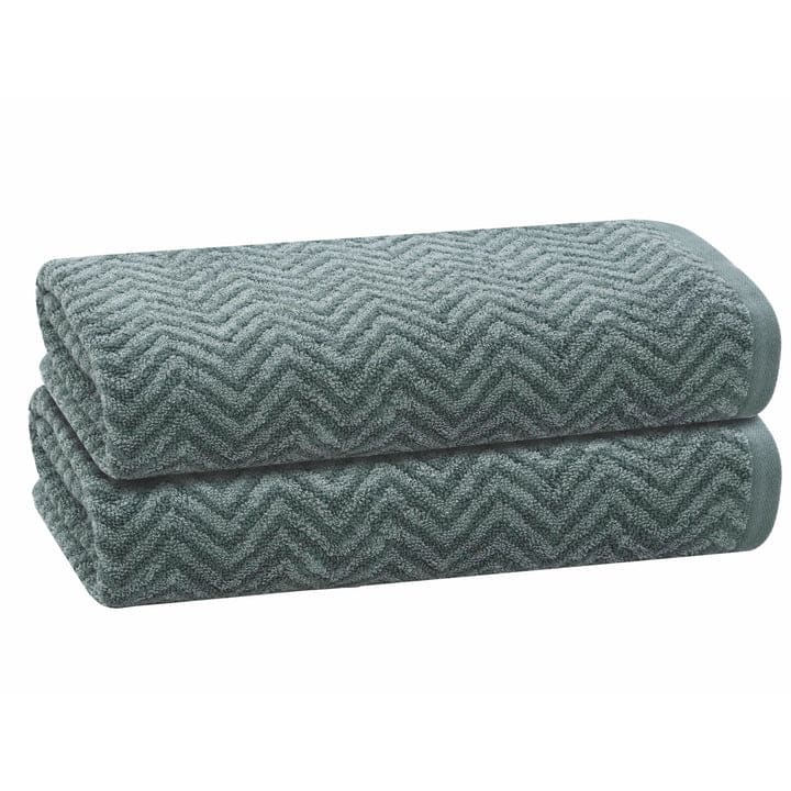 PREMIUS 2 Pack Chevron 100% Cotton Yarn Dyed Bath Sheet Towel, 32x64 Inches - Teal-Green