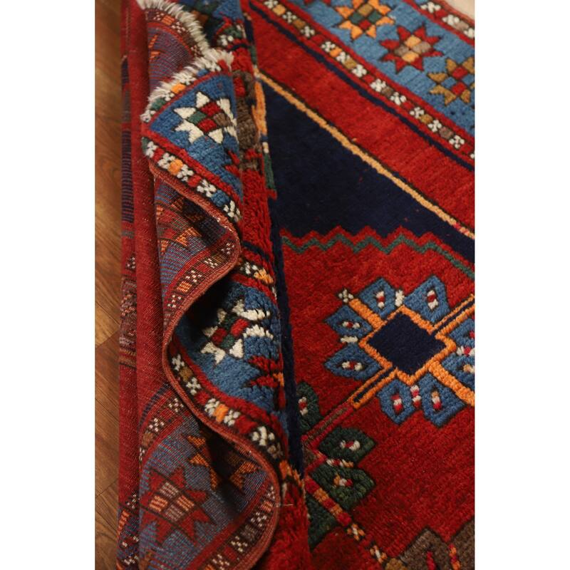 Hand Knotted Oriental 100% Wool Carpet Traditional Tribal Red Kazak Area Rug - 7' 6'' X 4' 2''