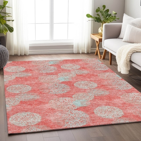 slide 2 of 134, Premium Washable Super Soft Modern Sphere Mayfield Rug Salmon - 10' x 14'