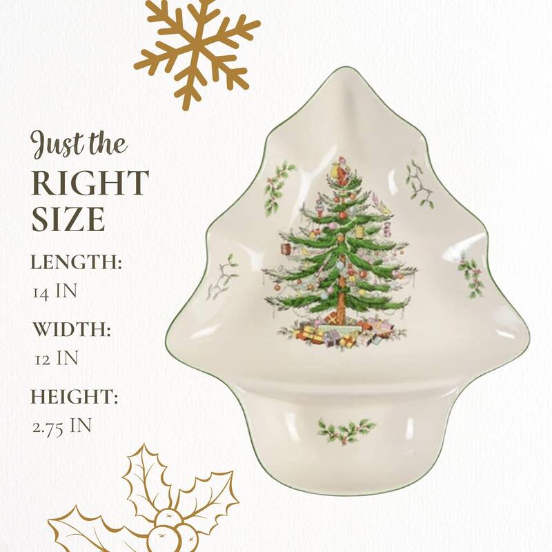 Spode Christmas Tree Chip and Dip Dish - 14" L x 12" W x 2.75" H