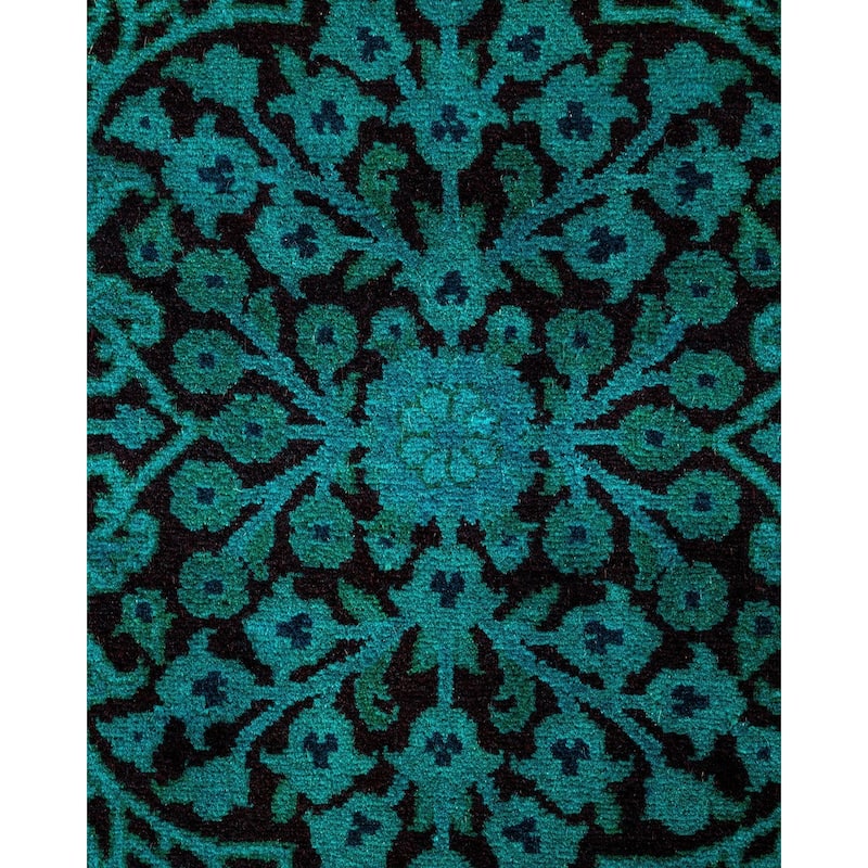 Overton Hand Knotted Wool Vintage Inspired Modern Contemporary Overdyed Green Area Rug - 4' 2" x 11' 10"