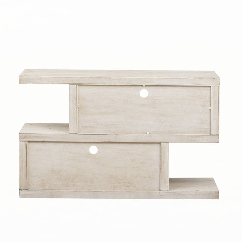 Retro Entryway Table with 2-Tier Open Shelf(Natural)