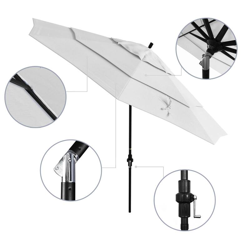 California Umbrella 11-Foot Round Aluminum, Crank Open Collar Tilt Patio Umbrella, Sunbrella Fabric