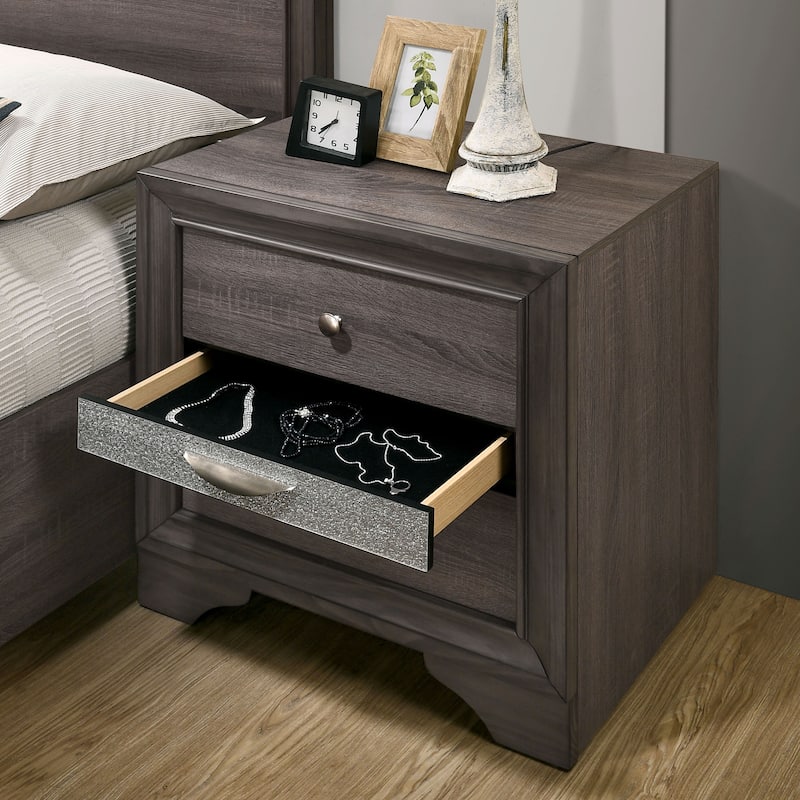 Relo Contemporary Solid Wood 3-Drawer Nightstand by Furniture of America