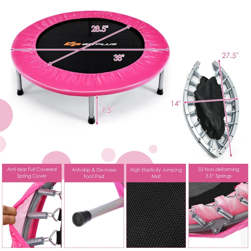 Goplus 38'' Mini Folding Trampoline Portable Recreational Fitness - See Details