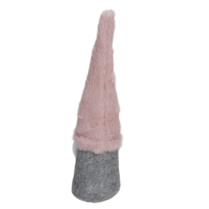 11" Pink and Gray Standing Gnome Christmas Decoration