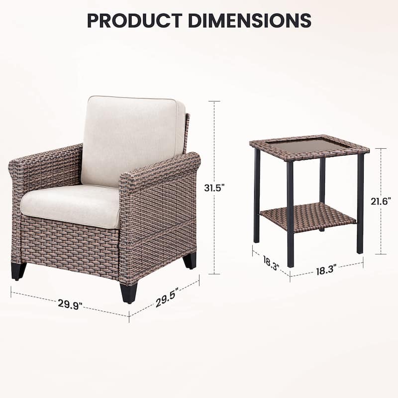 Pocassy Outdoor Sofa Swivel Chairs Patio Chair Funiture Set