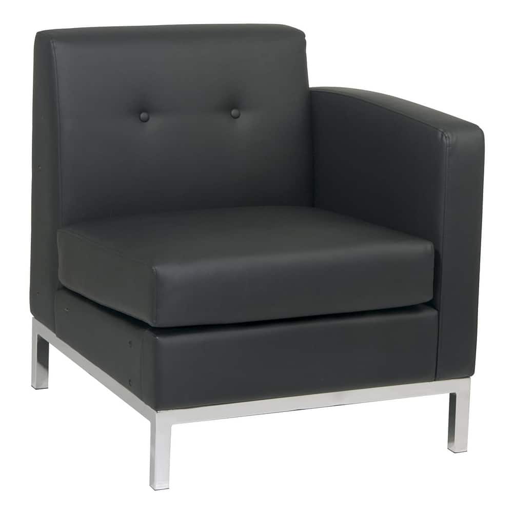 Wall St. Faux Leather and Chrome Right-arm Chair