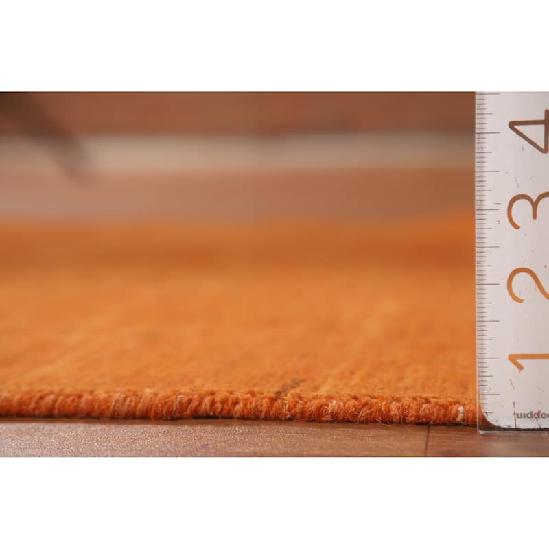 Modern Orange Gabbeh Oriental Rug Hand-Knotted Wool Carpet - 3'1" x 4'8"