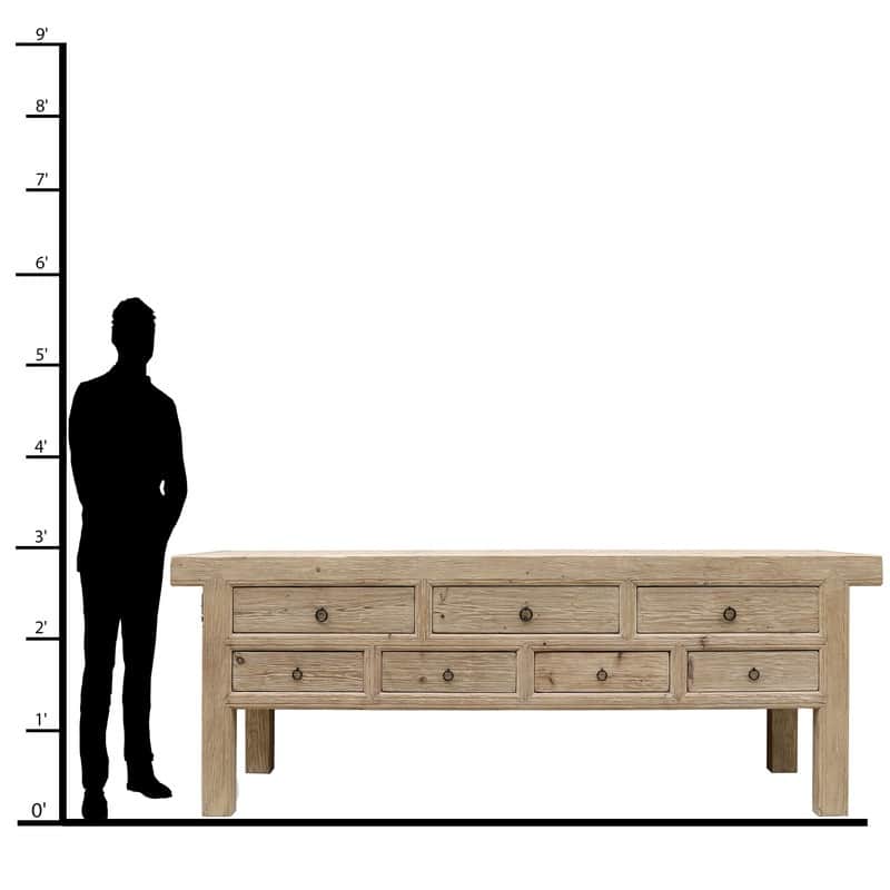 Capri 7 Drawers Sideboard Weathered Natural Pine 98x20x35H