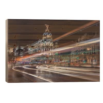 Madrid Traffic Print On Wood by Javier de la Torre - Multi-Color
