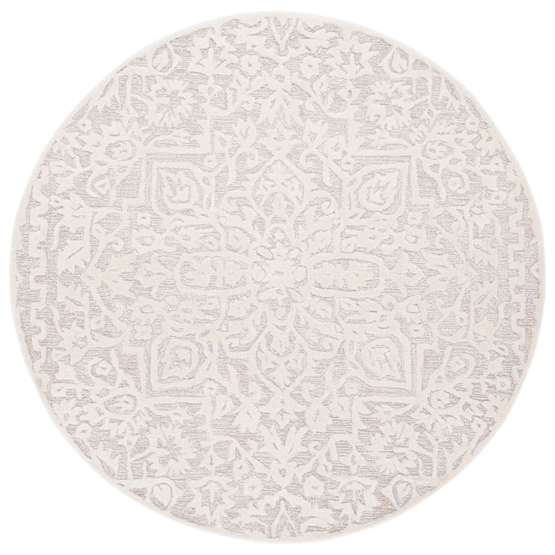 SAFAVIEH Handmade Antiquity Rensine Rug - 6' Round - Silver/Ivory