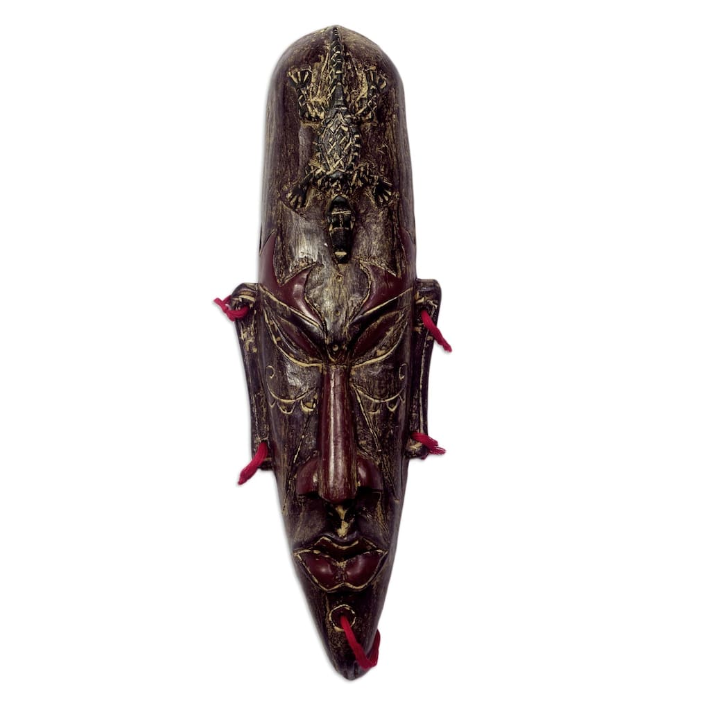 Novica Handmade Terrible Lizard African Wood Mask