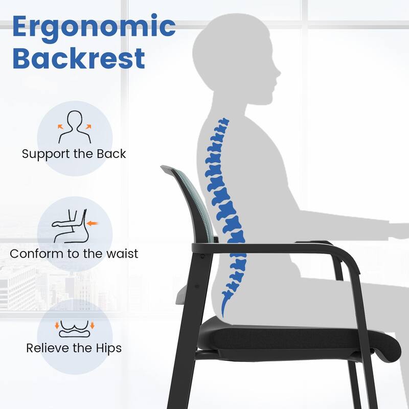 Gymax 10 PCSC Conference Chairs Stackable Office Guest Mesh Chair