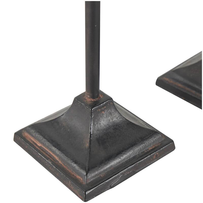 Metal Turned Style Decorative Candle Holder with Tapered Bases - Set of 3 Black - Roche River Decor
