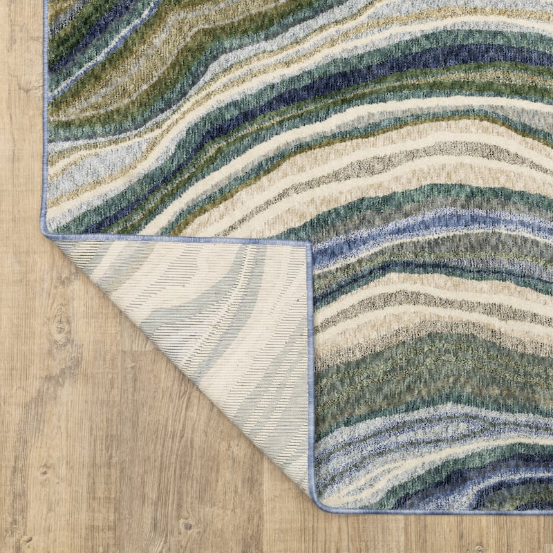 Tobias Abstract Waves Green/ Blue Area Rug