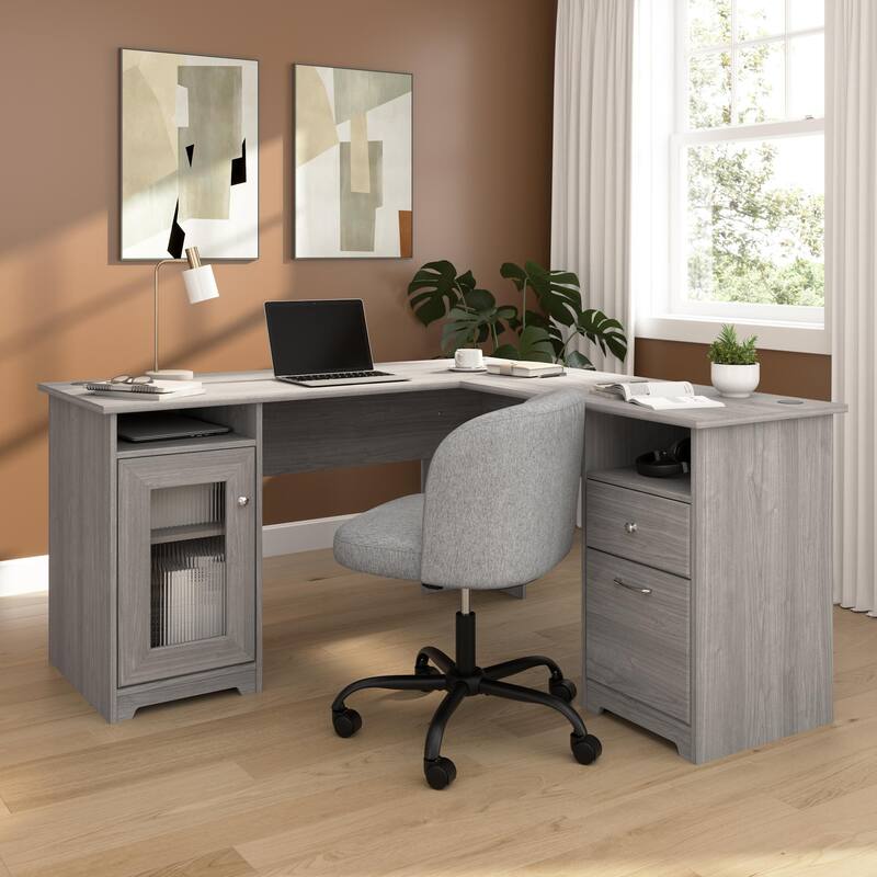 Cabot 60W L Shaped Computer Desk with Storage by Bush Furniture