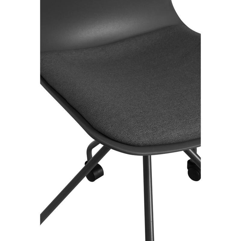 Set of 2 Ergonomic Office Armless Task Chairs with Wheels Plastic Fabric Padded Seat Curved Round Metal Wire Legs for Computer