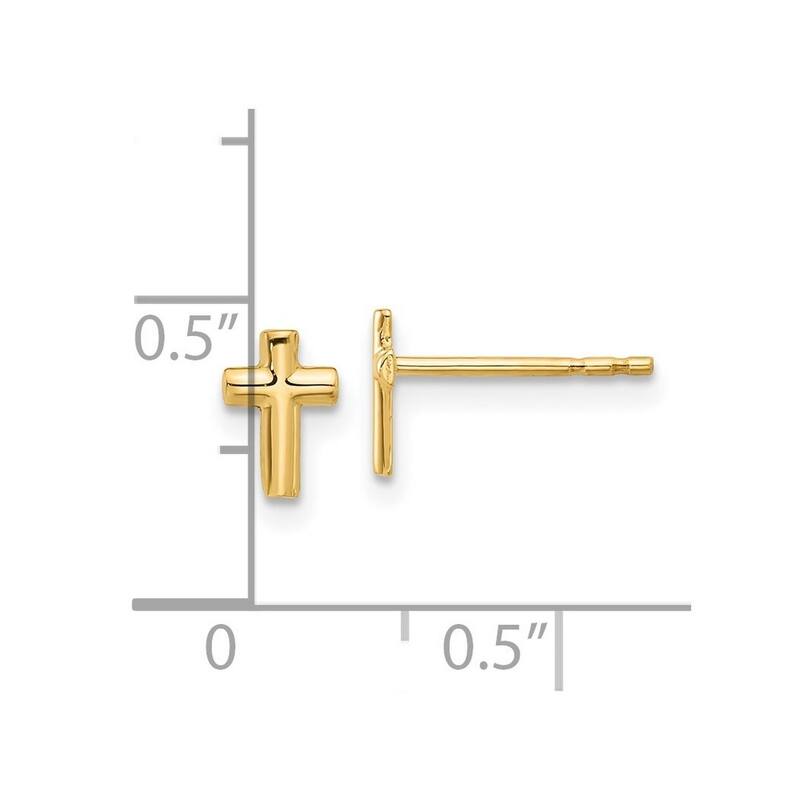 Curata 14k Yellow Gold Polished 7.1x4.8mm Cross Post Earrings