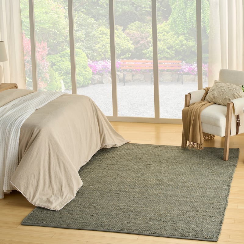 Nourison Natural Jute Indoor only Solid Area Rug - 9' x 12' - Sage