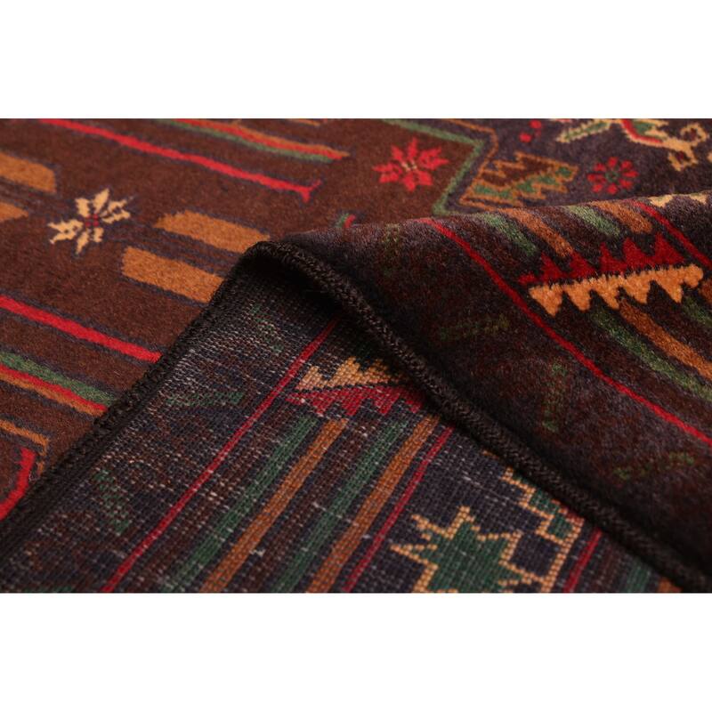 ECARPETGALLERY Hand-knotted Teimani Dark Brown Wool Rug - 3'10 x 6'10