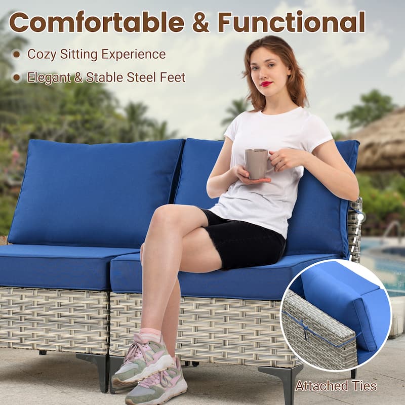 HOOOWOOO 7-piece Rattan Patio Furniture Sectional Set