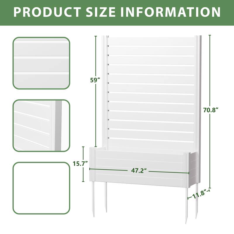 Outdoor PVC Privacy Raised Garden Bed Panels Planter Box With Ground Stakes