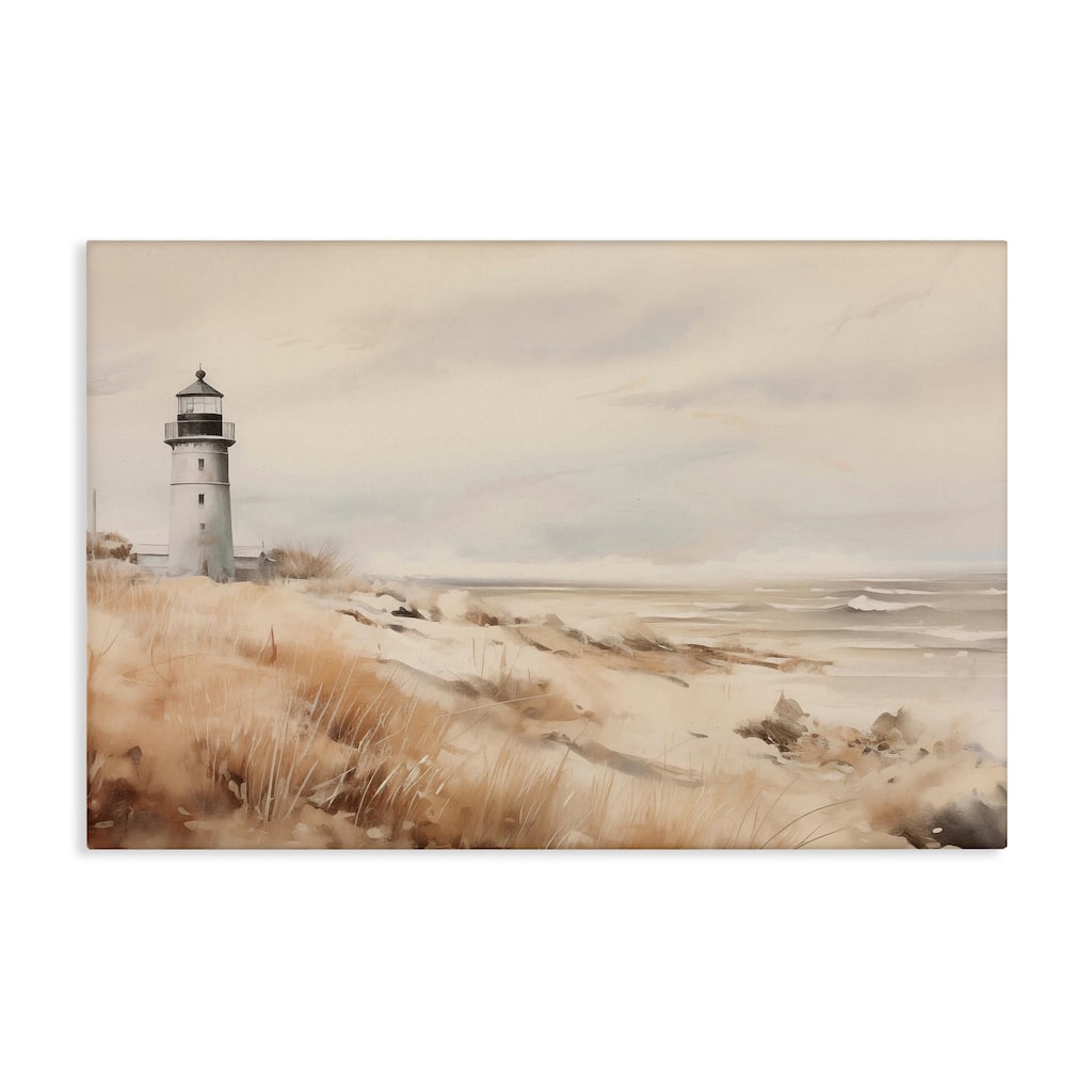 Stupell Distant Lighthouse in Neutral Tones Canvas Wall Art Design By Arlington Prints