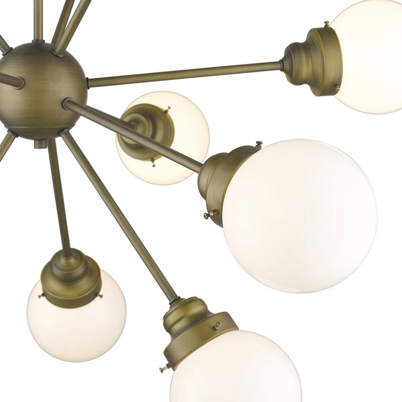 HomeRoots Bronze Sputnik Twelve Light Frosted Metal Dimmable Chandelier With Off White Shades - 40' X '40' X '40