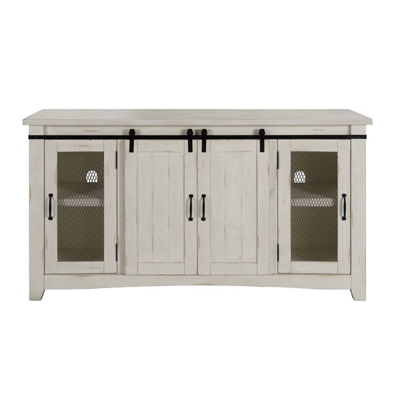 Rustic Farmhouse 65-Inch Wide Solid Wood TV Stand